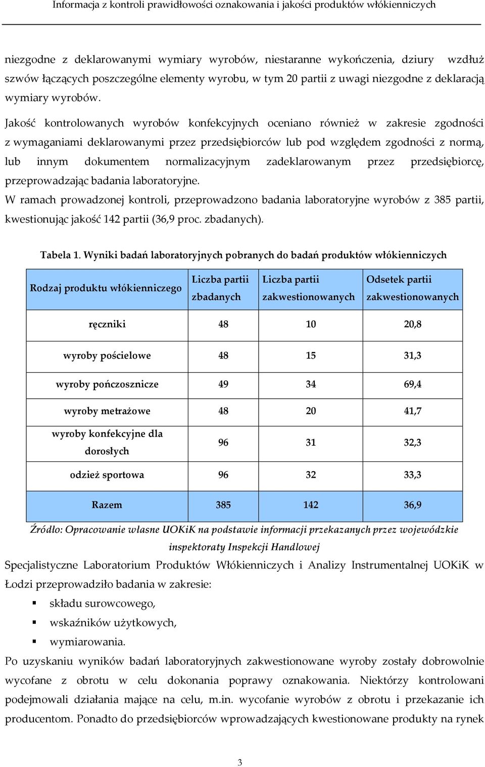 normalizacyjnym zadeklarowanym przez przedsiębiorcę, przeprowadzając badania laboratoryjne.