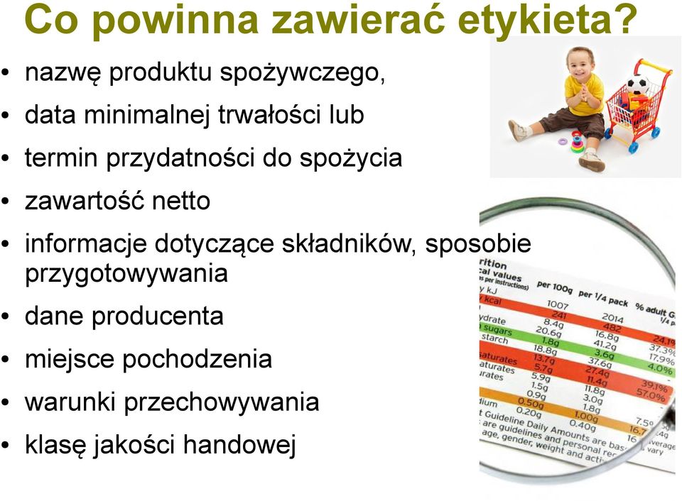 przydatności do spożycia zawartość netto informacje dotyczące