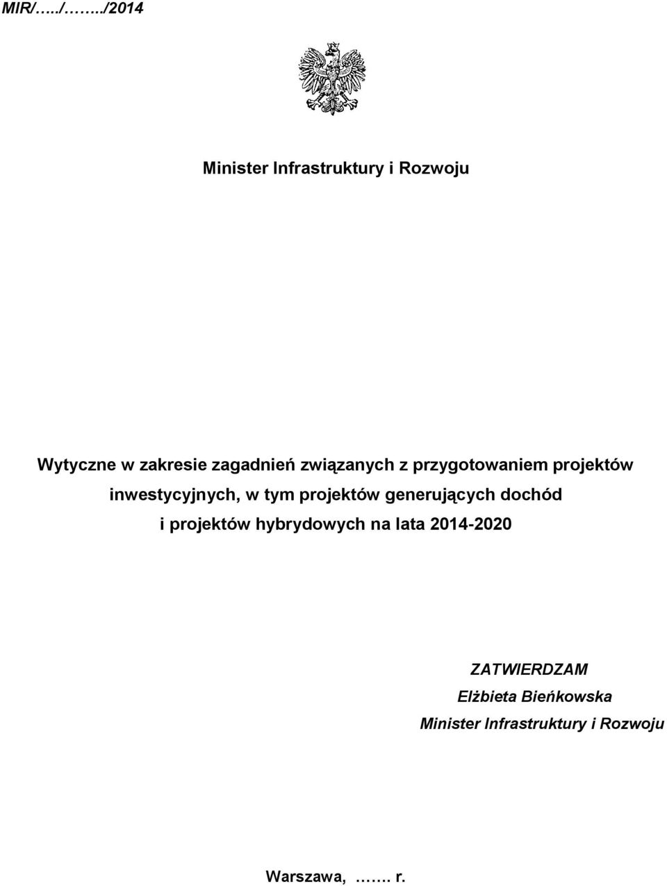 projektów generujących dochód i projektów hybrydowych na lata 2014-2020