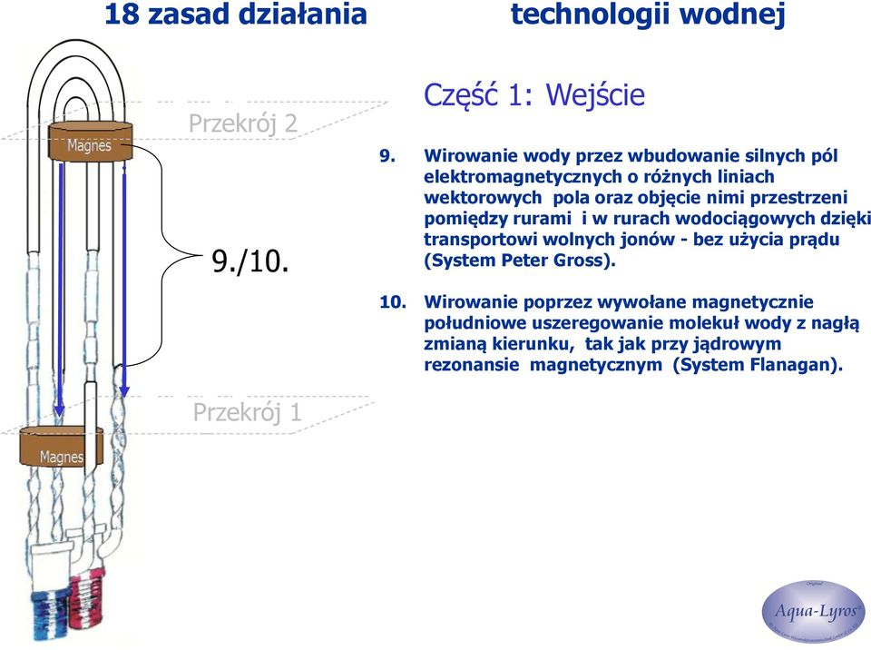 przestrzeni pomiędzy rurami i w rurach wodociągowych dzięki transportowi wolnych jonów - bez użycia prądu (System Peter