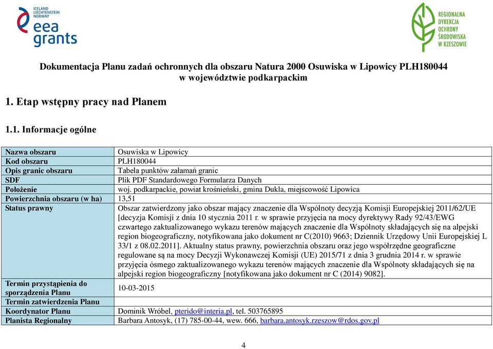 Etap wstępny pracy nad Planem 1.