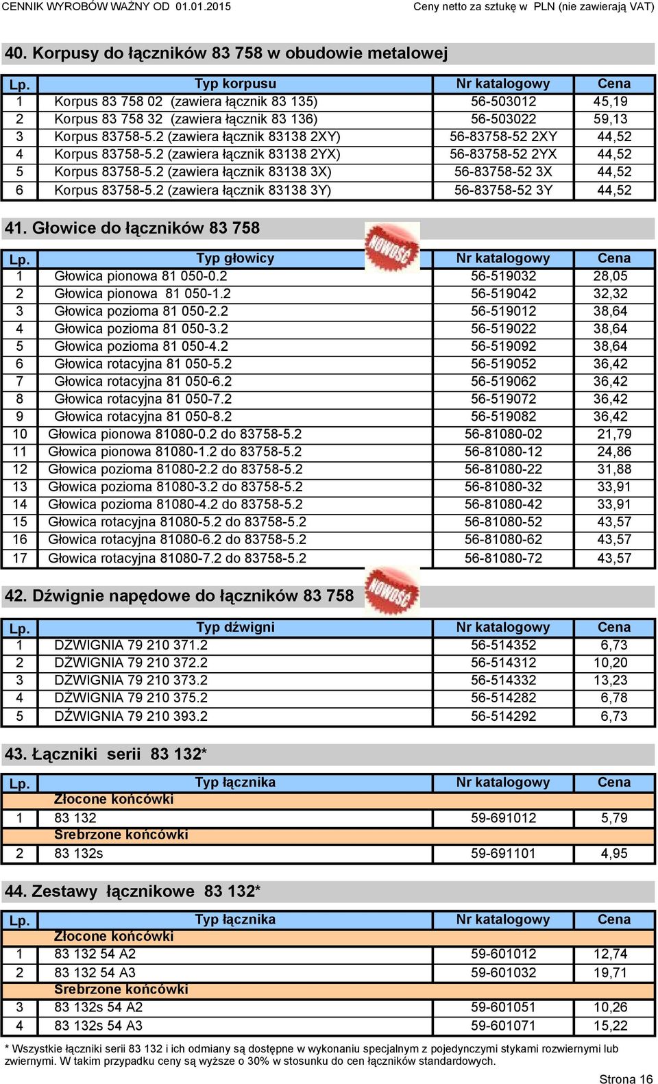 2 (zawiera łącznik 83138 2XY) 56-83758-52 2XY 44,52 4 Korpus 83758-5.2 (zawiera łącznik 83138 2YX) 56-83758-52 2YX 44,52 5 Korpus 83758-5.