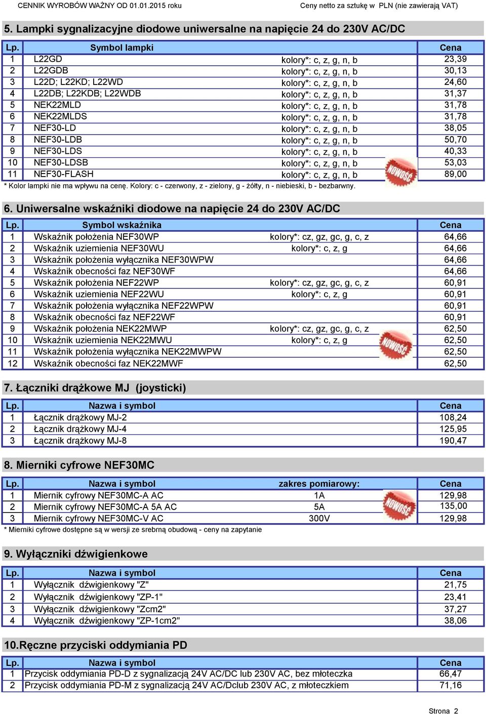 NEK22MLD kolory*: c, z, g, n, b 31,78 6 NEK22MLDS kolory*: c, z, g, n, b 31,78 7 NEF30-LD kolory*: c, z, g, n, b 38,05 8 NEF30-LDB kolory*: c, z, g, n, b 50,70 9 NEF30-LDS kolory*: c, z, g, n, b