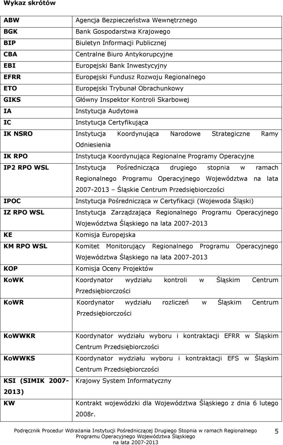 Koordynująca Narodowe Strategiczne Ramy Odniesienia IK RPO Instytucja Koordynująca Regionalne Programy Operacyjne IP2 RPO WSL Instytucja Pośrednicząca drugiego stopnia w ramach Regionalnego Programu