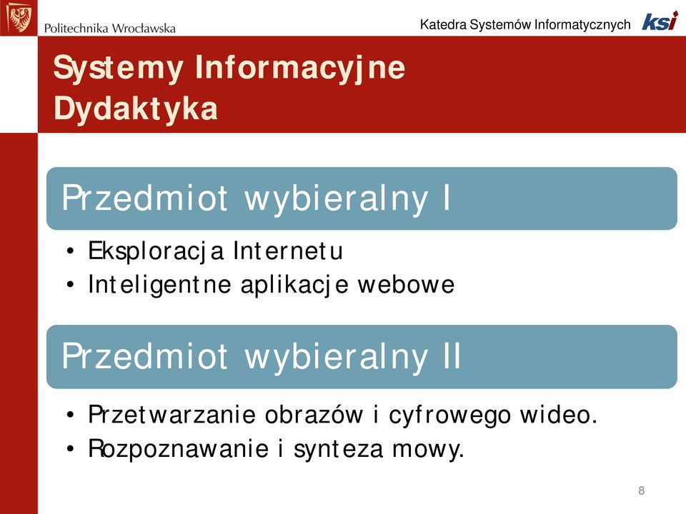 aplikacje webowe Przedmiot wybieralny II