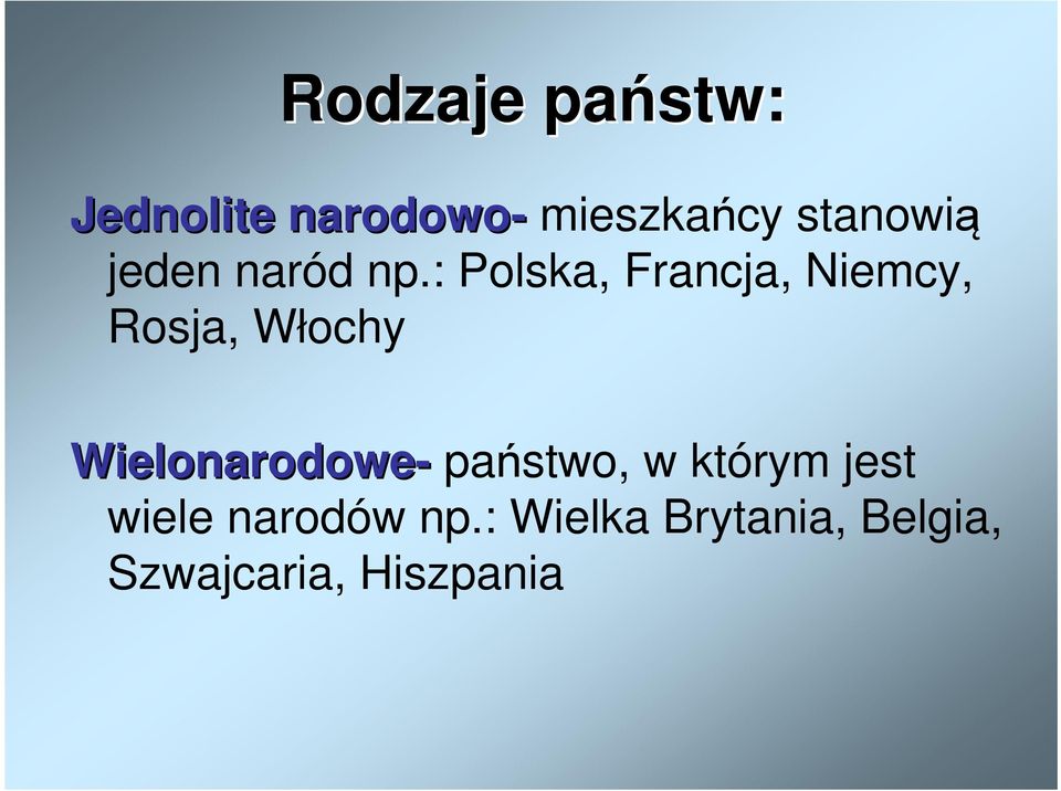 : Polska, Francja, Niemcy, Rosja, Włochy