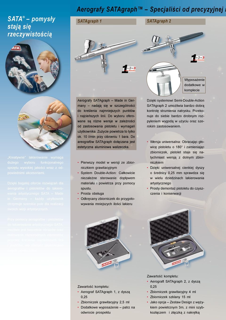 Dzięki bogatej ofercie rozwiązań dla aerografów i pistoletów do lakierowania artystycznego SATA Made in Germany każdy użytkownik otrzymuje szerokie pole dla realizacji swoich wizji artystycznych.