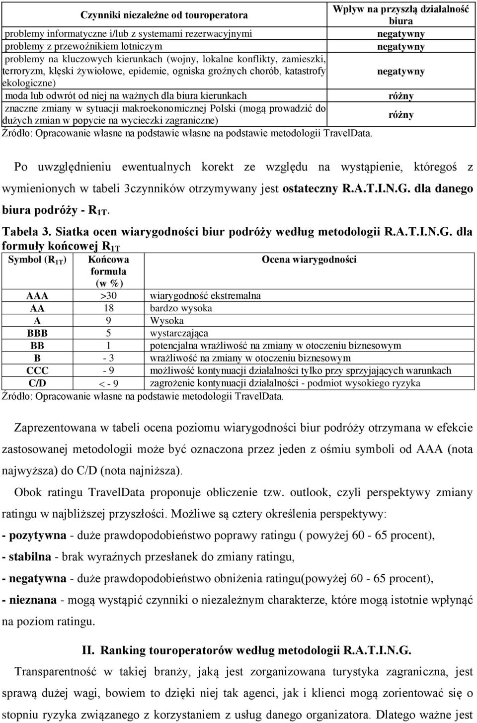 (mogą prowadzić do dużych zmian w popycie na wycieczki zagraniczne) Źródło: Opracowanie własne na podstawie własne na podstawie metodologii TravelData.