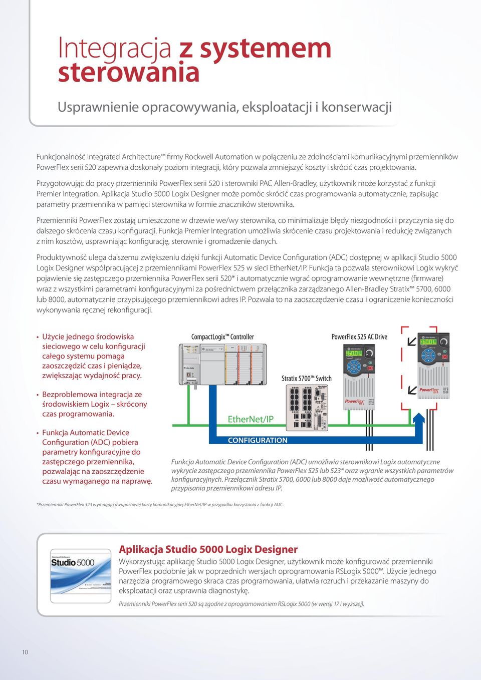 Przygotowując do pracy przemienniki PowerFlex serii 520 i sterowniki PAC Allen-Bradley, użytkownik może korzystać z funkcji Premier Integration.