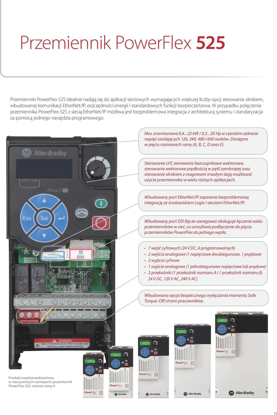 W przypadku połączenia przemiennika PowerFlex 525 z siecią EtherNet/IP możliwa jest bezproblemowa integracja z architekturą systemu i standaryzacja za pomocą jednego narzędzia programowego.