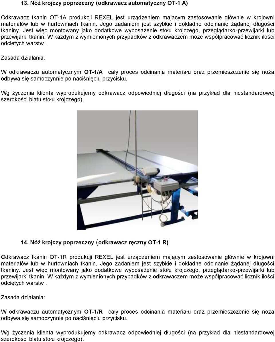 W każdym z wymienionych przypadków z odkrawaczem może współpracować licznik ilości odciętych warstw.