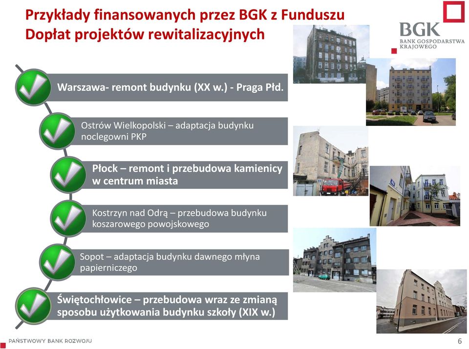 Ostrów Wielkopolski adaptacja budynku noclegowni PKP Płock remont i przebudowa kamienicy w centrum miasta