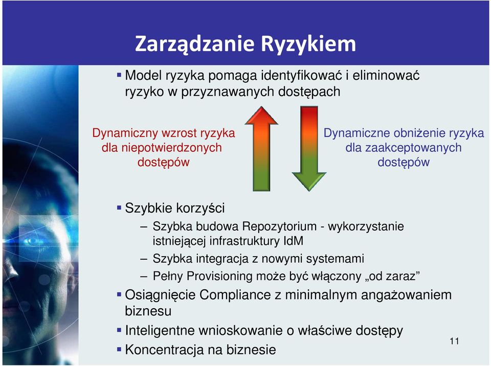 wykorzystanie istniejącej infrastruktury IdM Szybka integracja z nowymi systemami Pełny Provisioning może być włączony od zaraz