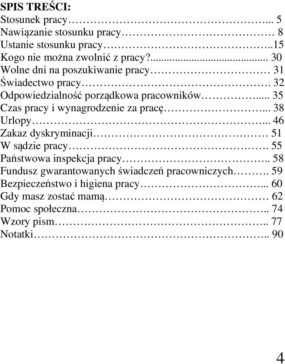 .. 35 Czas pracy i wynagrodzenie za pracę... 38 Urlopy... 46 Zakaz dyskryminacji 51 W sądzie pracy. 55 Państwowa inspekcja pracy.