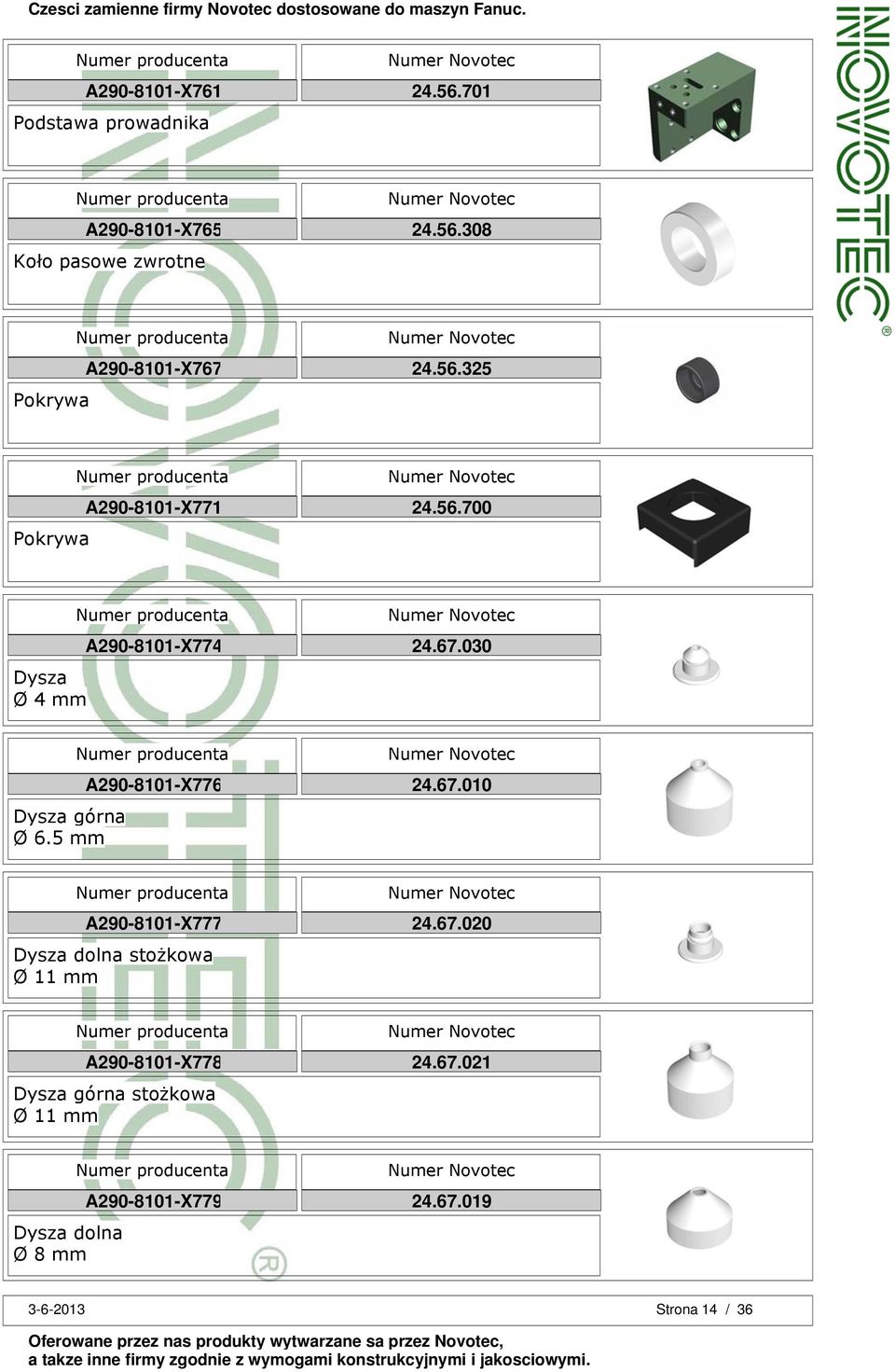 5 mm A290-8101-X776 24.67.010 A290-8101-X777 dolna stożkowa Ø 11 mm 24.67.020 A290-8101-X778 górna stożkowa Ø 11 mm 24.