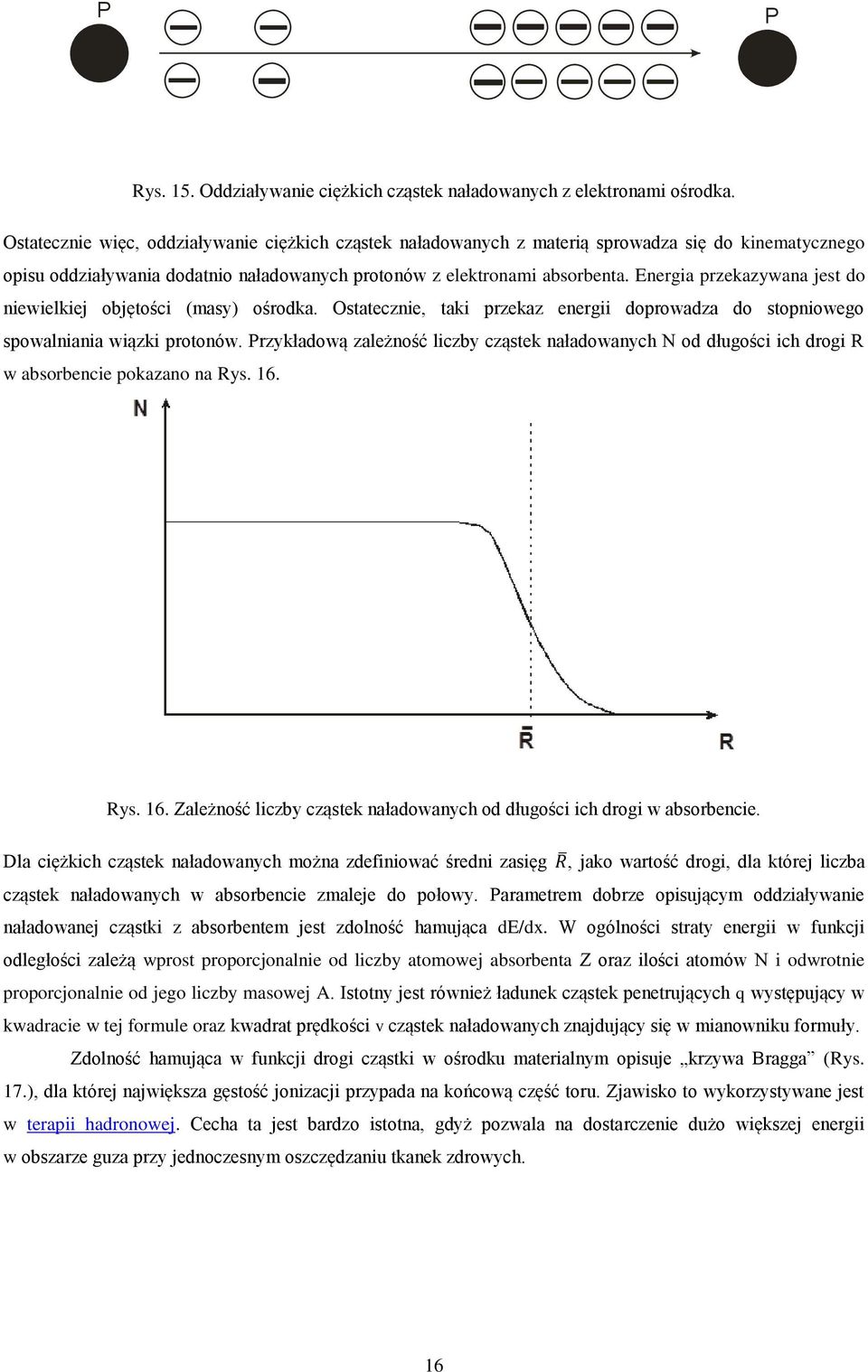 Energia przekazywana jest do niewielkiej objętości (masy) ośrodka. Ostatecznie, taki przekaz energii doprowadza do stopniowego spowalniania wiązki protonów.