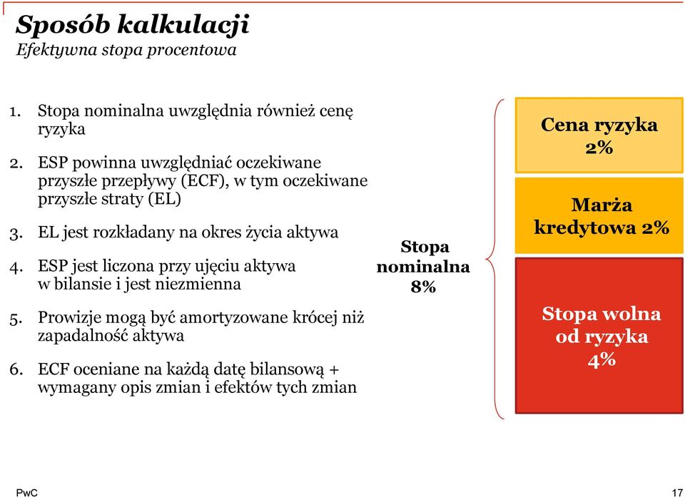 EL jest rozkładany na okres życia aktywa 4. ESP jest liczona przy ujęciu aktywa w bilansie i jest niezmienna 5.
