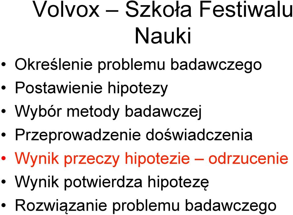 Przeprowadzenie doświadczenia Wynik przeczy hipotezie