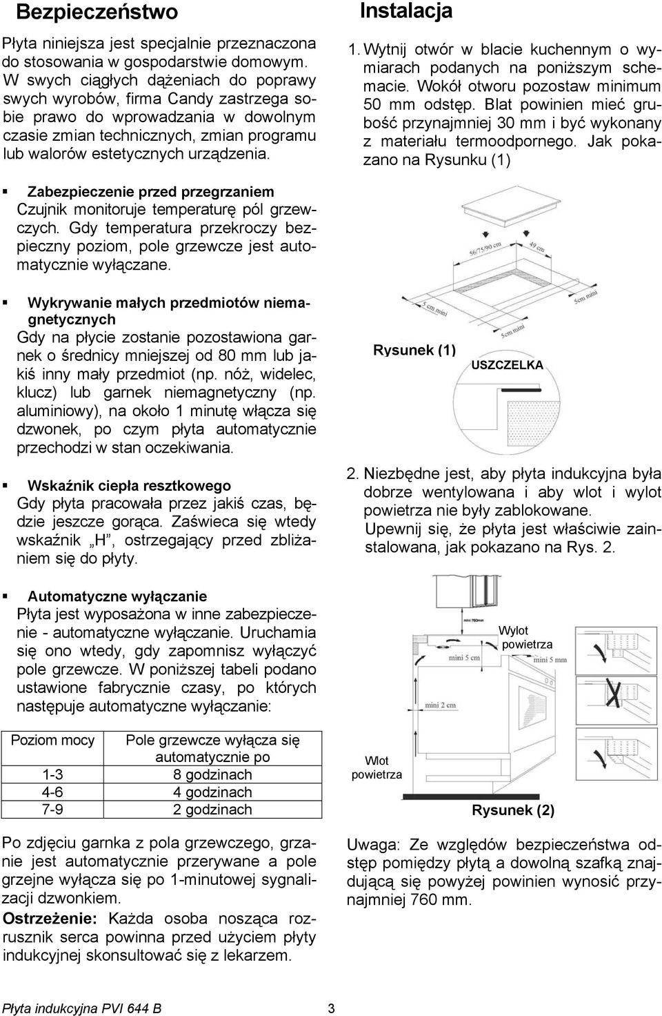 Instalacja 1. Wytnij otwór w blacie kuchennym o wymiarach podanych na poniższym schemacie. Wokół otworu pozostaw minimum 50 mm odstęp.