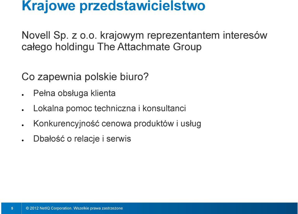 Novell Sp. z o.o. krajowym reprezentantem interesów całego holdingu