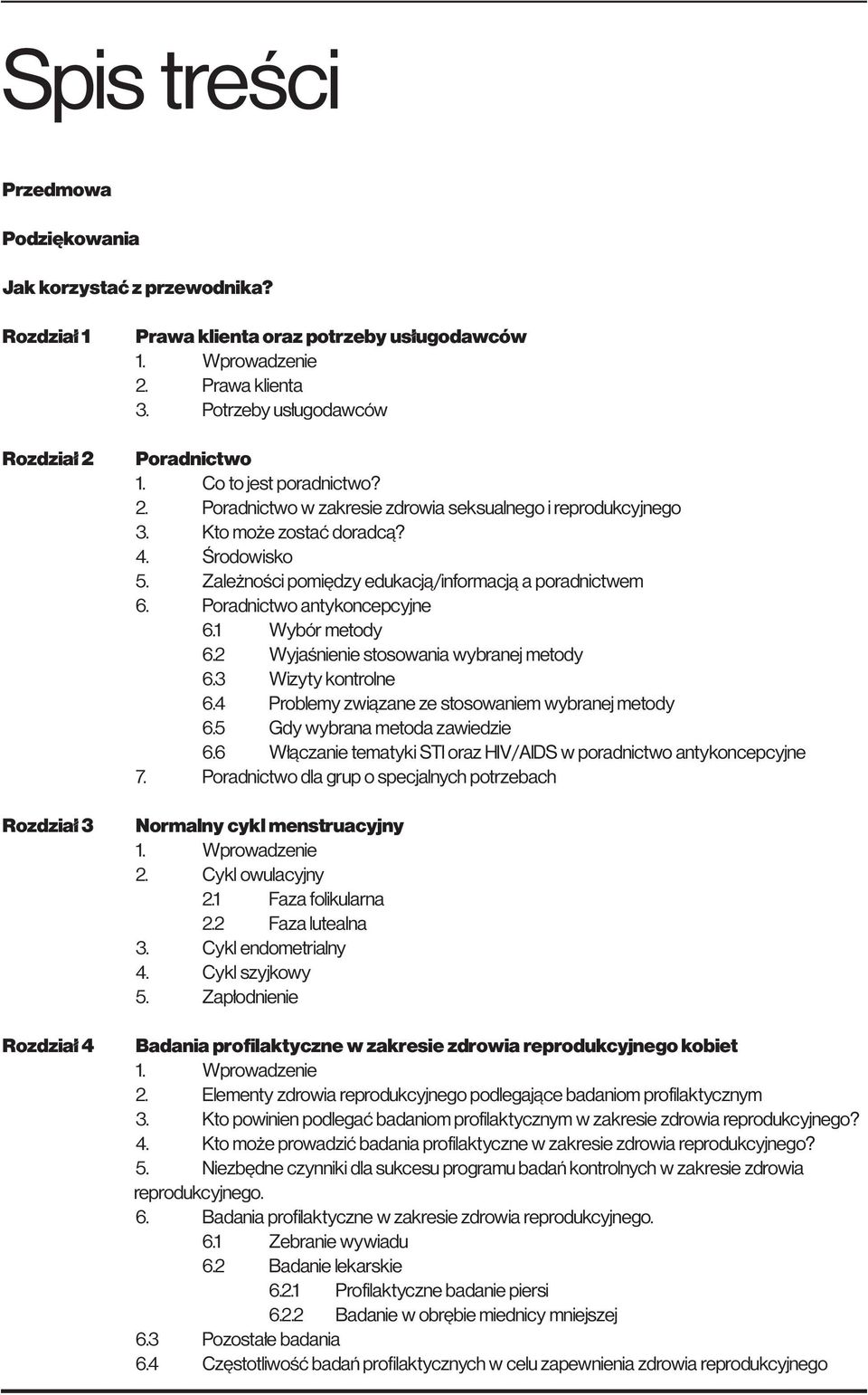 Zależności pomiędzy edukacją/informacją a poradnictwem 6. Poradnictwo antykoncepcyjne 6.1 Wybór metody 6.2 Wyjaśnienie stosowania wybranej metody 6.3 Wizyty kontrolne 6.