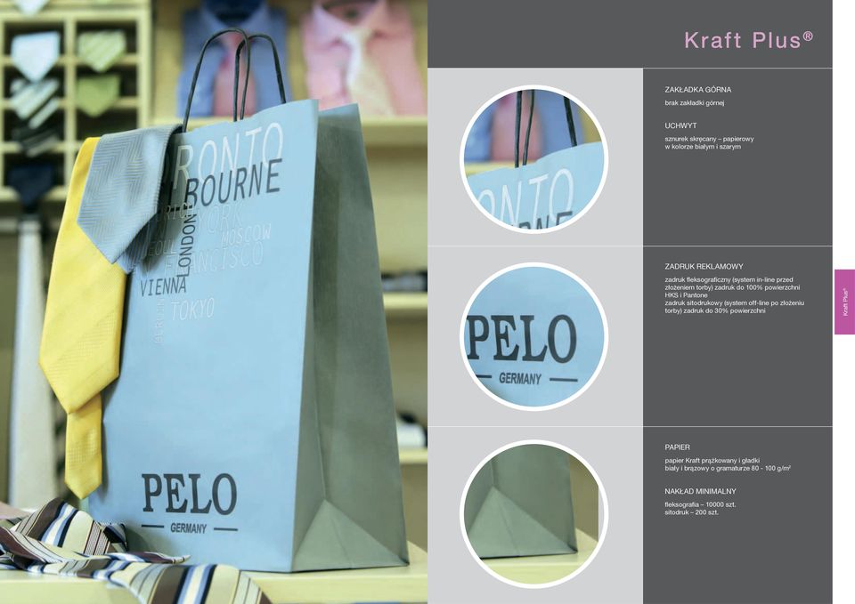 zadruk sitodrukowy (system off-line po złożeniu torby) zadruk do 30% powierzchni Kraft Plus PAPIER papier Kraft