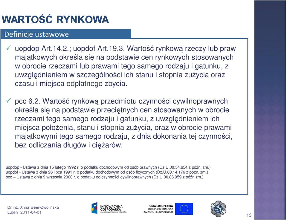 i stopnia zuŝycia oraz czasu i miejsca odpłatnego zbycia. pcc 6.2.