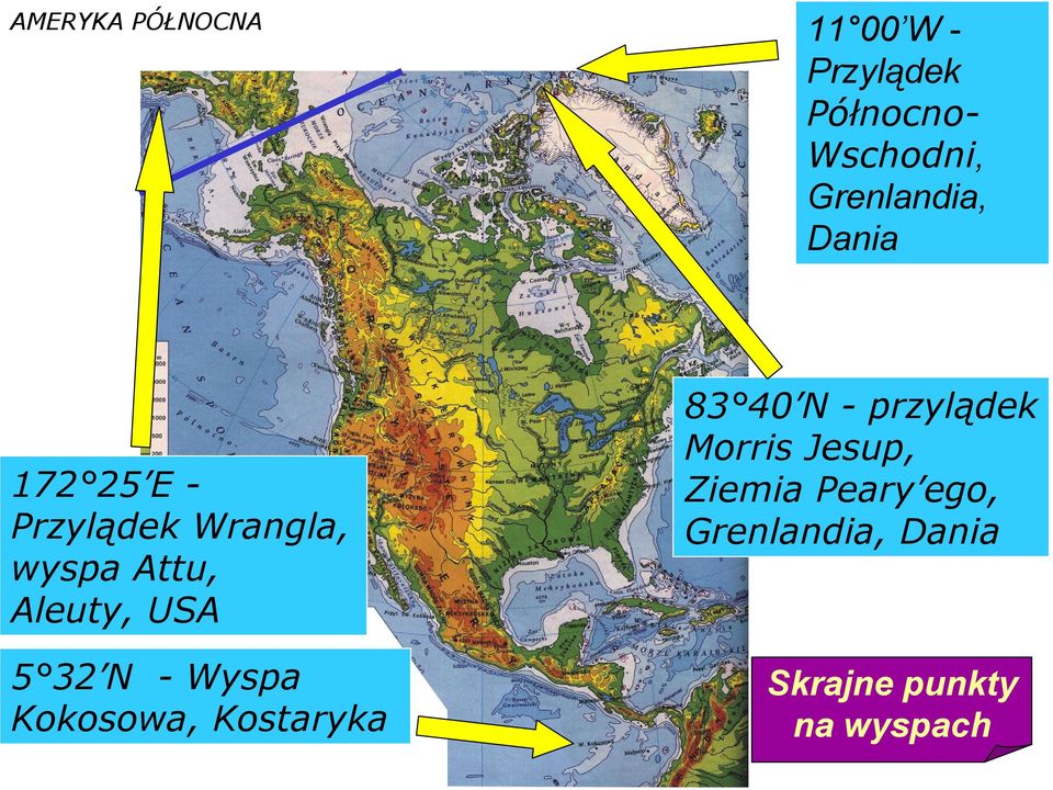 Aleuty, USA 5 32 N - Wyspa Kokosowa, Kostaryka 83 40 N -