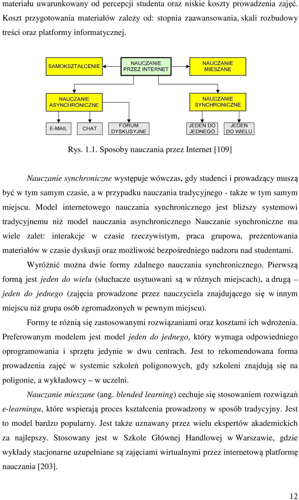 1. Sposoby nauczania przez Internet [109] Nauczanie synchroniczne występuje wówczas, gdy studenci i prowadzący muszą być w tym samym czasie, a w przypadku nauczania tradycyjnego - także w tym samym