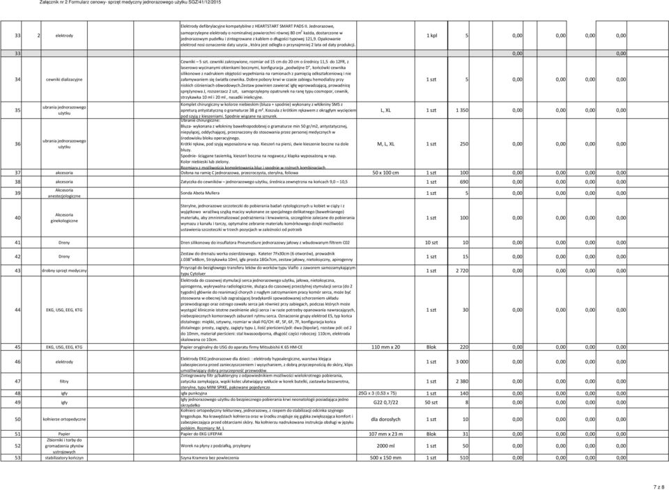 Opakowanie elektrod nosi oznaczenie daty uzycia, która jest odległa o przynajmniej 2 lata od daty produkcji. 1 kpl 5 0,00 0,00 0,00 0,00 33 0,00 0,00 34 cewniki dializacyjne 35 36 Cewniki 5 szt.