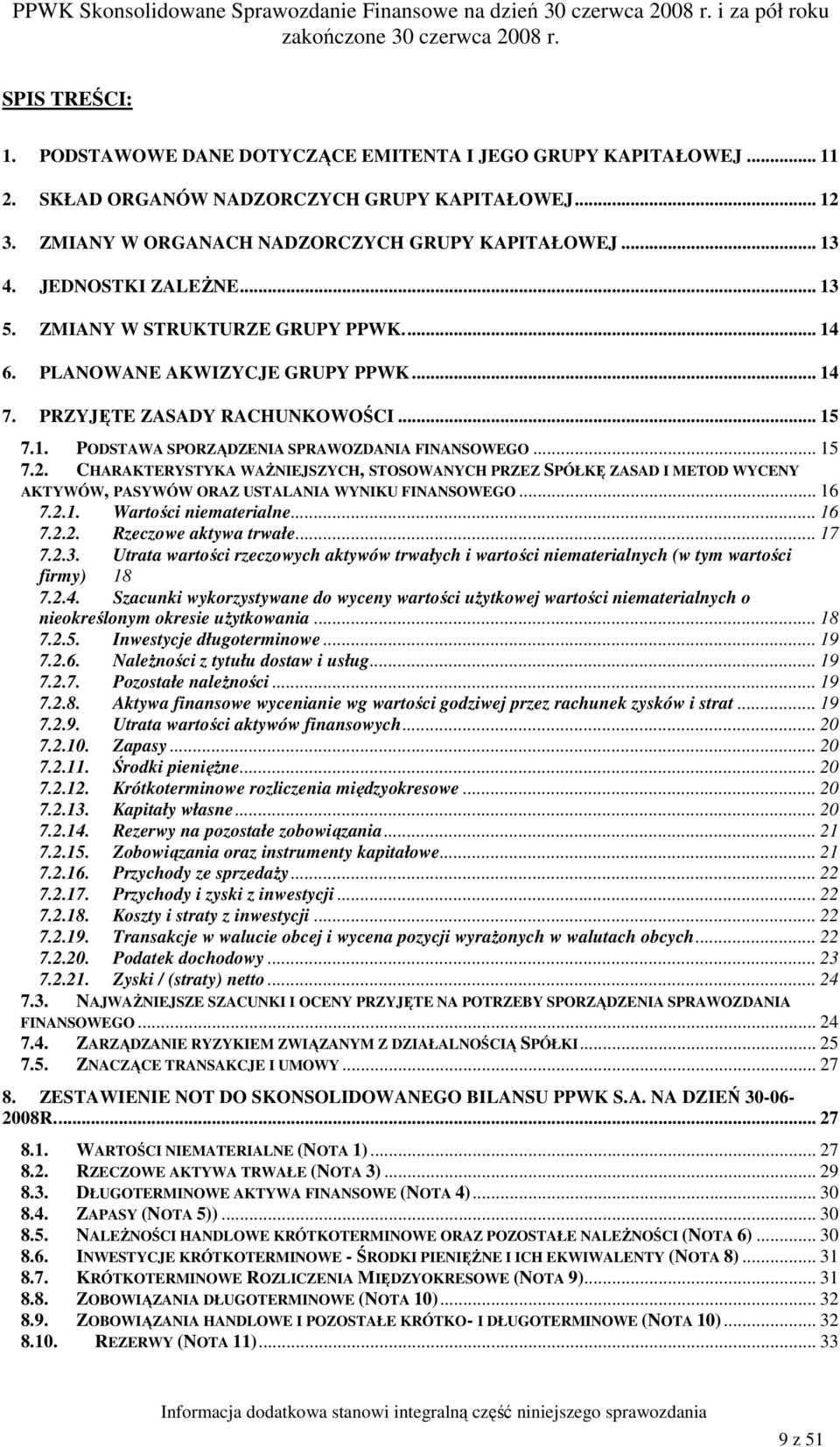 .. 15 7.2. CHARAKTERYSTYKA WAśNIEJSZYCH, STOSOWANYCH PRZEZ SPÓŁKĘ ZASAD I METOD WYCENY AKTYWÓW, PASYWÓW ORAZ USTALANIA WYNIKU FINANSOWEGO... 16 7.2.1. Wartości niematerialne... 16 7.2.2. Rzeczowe aktywa trwałe.