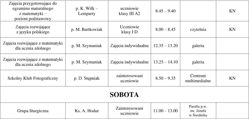 45 czytelnia KN Zajęcia rozwijające z matematyki dla ucznia zdolnego Zajęcia rozwijające z matematyki dla ucznia zdolnego p. M.