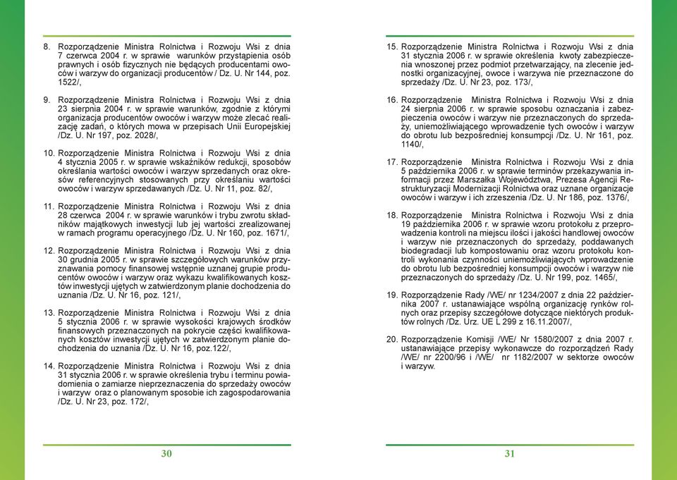 Rozporządzenie Ministra Rolnictwa i Rozwoju Wsi z dnia 23 sierpnia 2004 r.