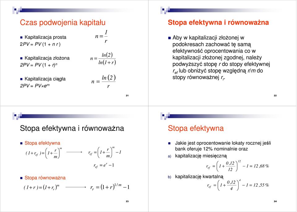 efektywej ef lub obiŝyć stopę względą /m do stopy ówowaŝej.