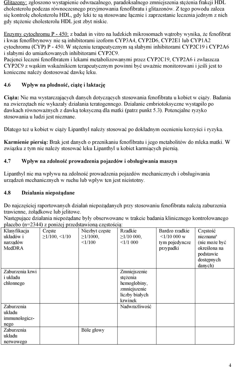 Enzymy cytochromu P - 450: z badań in vitro na ludzkich mikrosomach wątroby wynika, że fenofibrat i kwas fenofibrynowy nie są inhibitorami izoform CYP3A4, CYP2D6, CYP2E1 lub CYP1A2 cytochromu (CYP) P