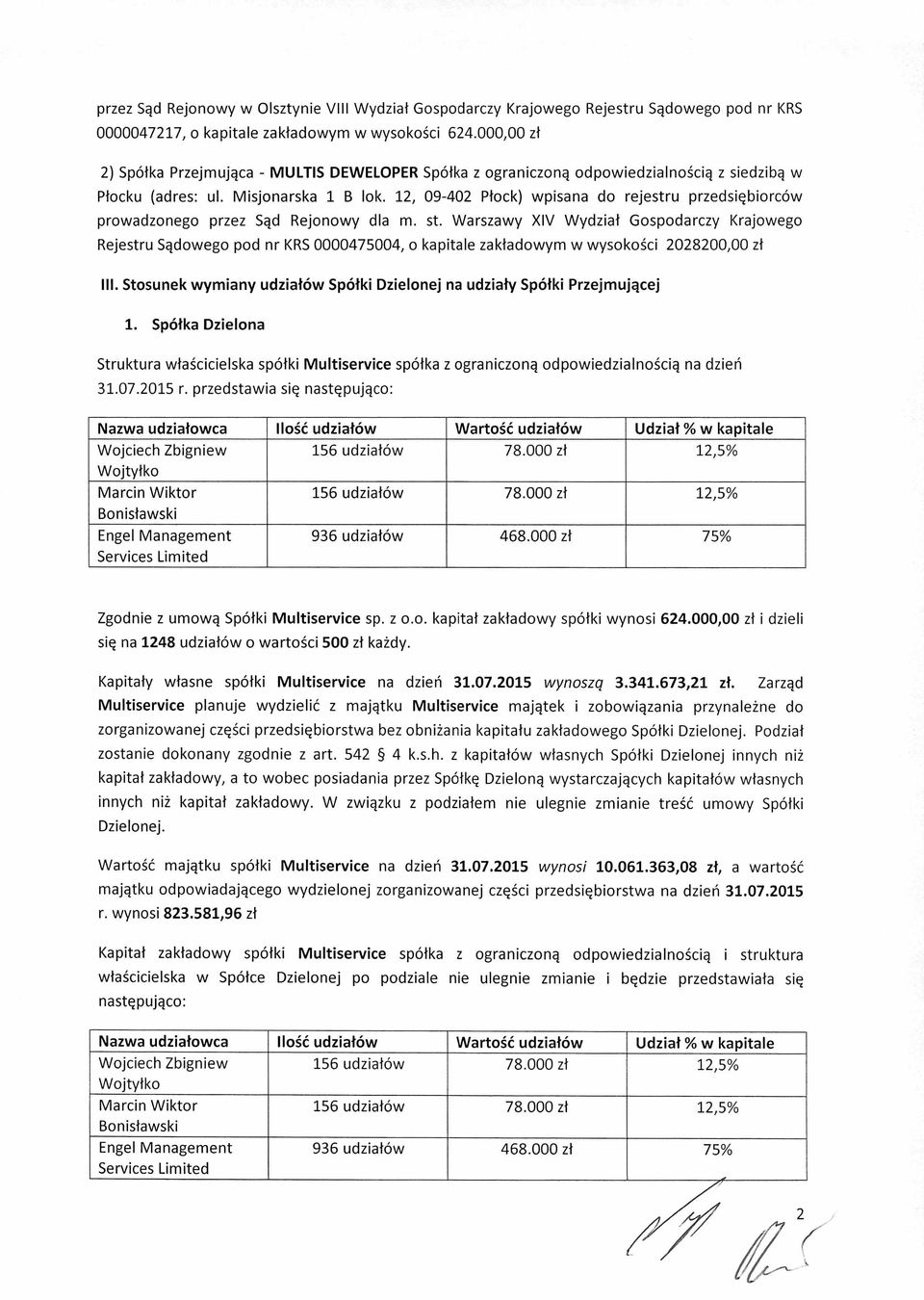 12, 09-402 Płock) wpisana do rejestru przedsiębiorców prowadzonego przez Sąd Rejonowy dla m. st.