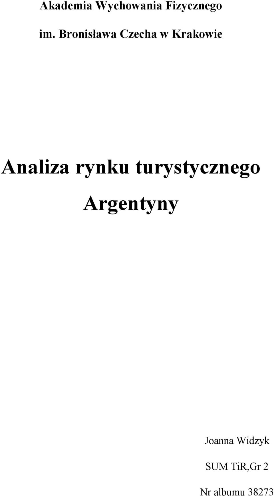 Analiza rynku turystycznego