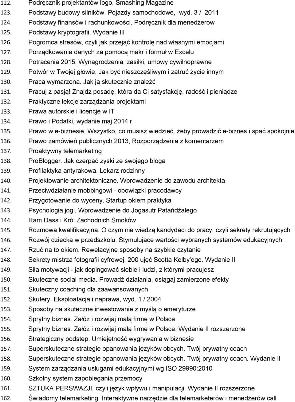 Wynagrodzenia, zasiłki, umowy cywilnoprawne 129. Potwór w Twojej głowie. Jak być nieszczęśliwym i zatruć życie innym 130. Praca wymarzona. Jak ją skutecznie znaleźć 131. Pracuj z pasją!