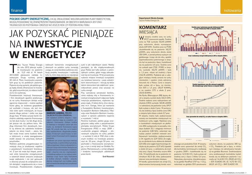 Tylko Tauron Polska Energia do roku 2012 planuje wydatki inwestycyjne na poziomie ok. 13,5 mld zł. W latach 2013-2020 planowane nakłady inwestycyjne Grupy wyniosą ponad 20 mld zł.