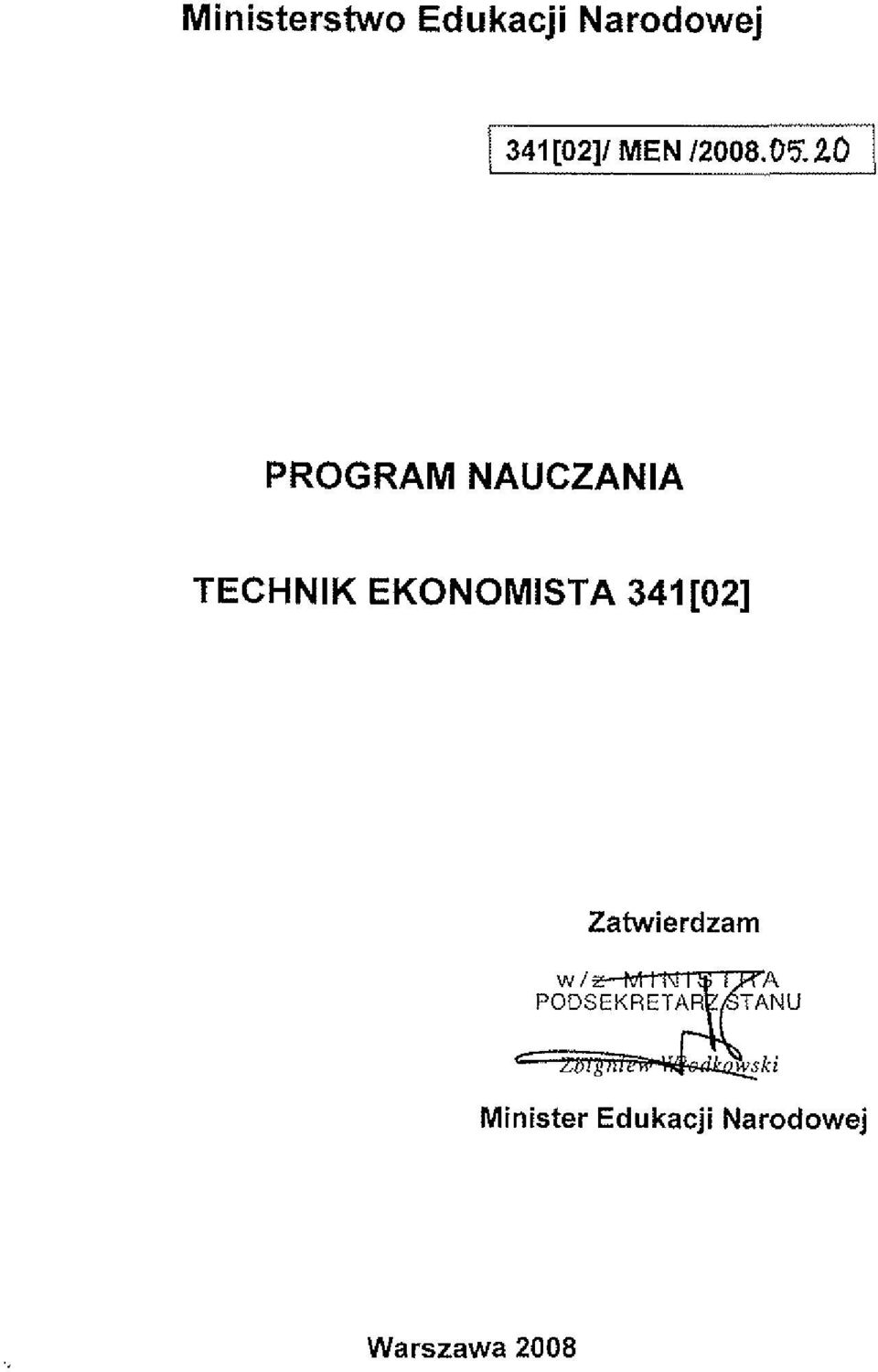 20 1 PROGRAM NAUCZANIA TECHNIK EKONOMISTA