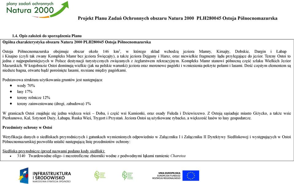 jezior. Tereny Ostoi to jedna z najpopularniejszych w Polsce destynacji turystycznych związanych z żeglarstwem rekreacyjnym. Kompleks Mamr stanowi północną część szlaku Wielkich Jezior Mazurskich.