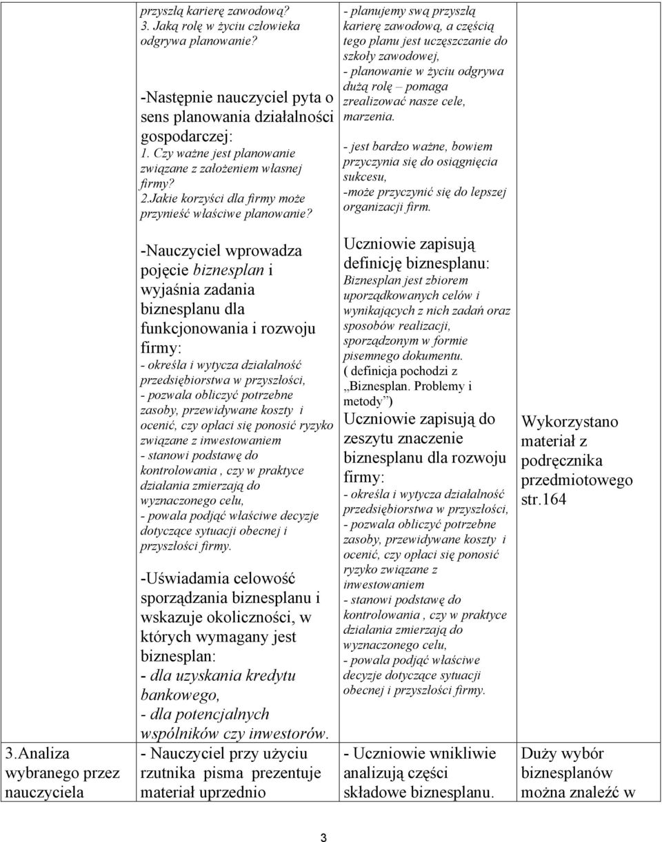 - planujemy swą przyszłą karierę zawodową, a częścią tego planu jest uczęszczanie do szkoły zawodowej, - planowanie w życiu odgrywa dużą rolę pomaga zrealizować nasze cele, marzenia.