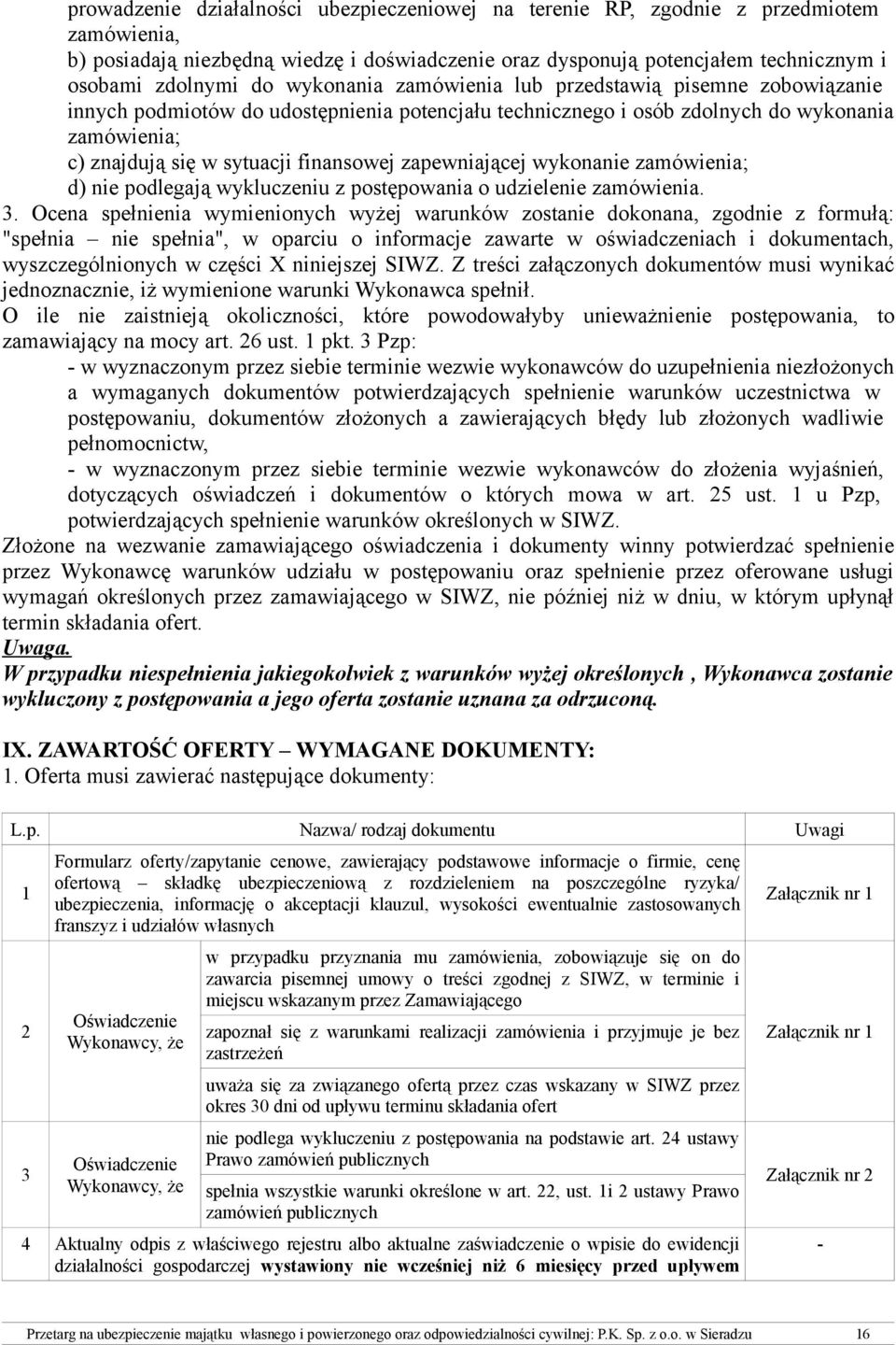 zapewniającej wykonanie zamówienia; d) nie podlegają wykluczeniu z postępowania o udzielenie zamówienia. 3.