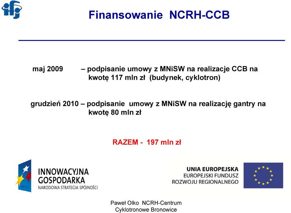 (budynek, cyklotron) grudzień 2010 podpisanie umowy