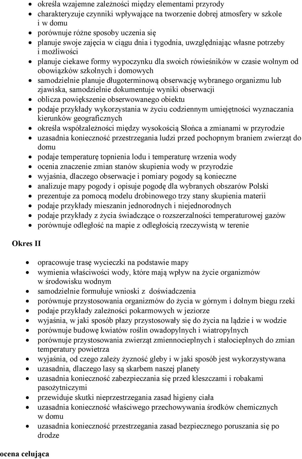 długoterminową obserwację wybranego organizmu lub zjawiska, samodzielnie dokumentuje wyniki obserwacji oblicza powiększenie obserwowanego obiektu podaje przykłady wykorzystania w życiu codziennym