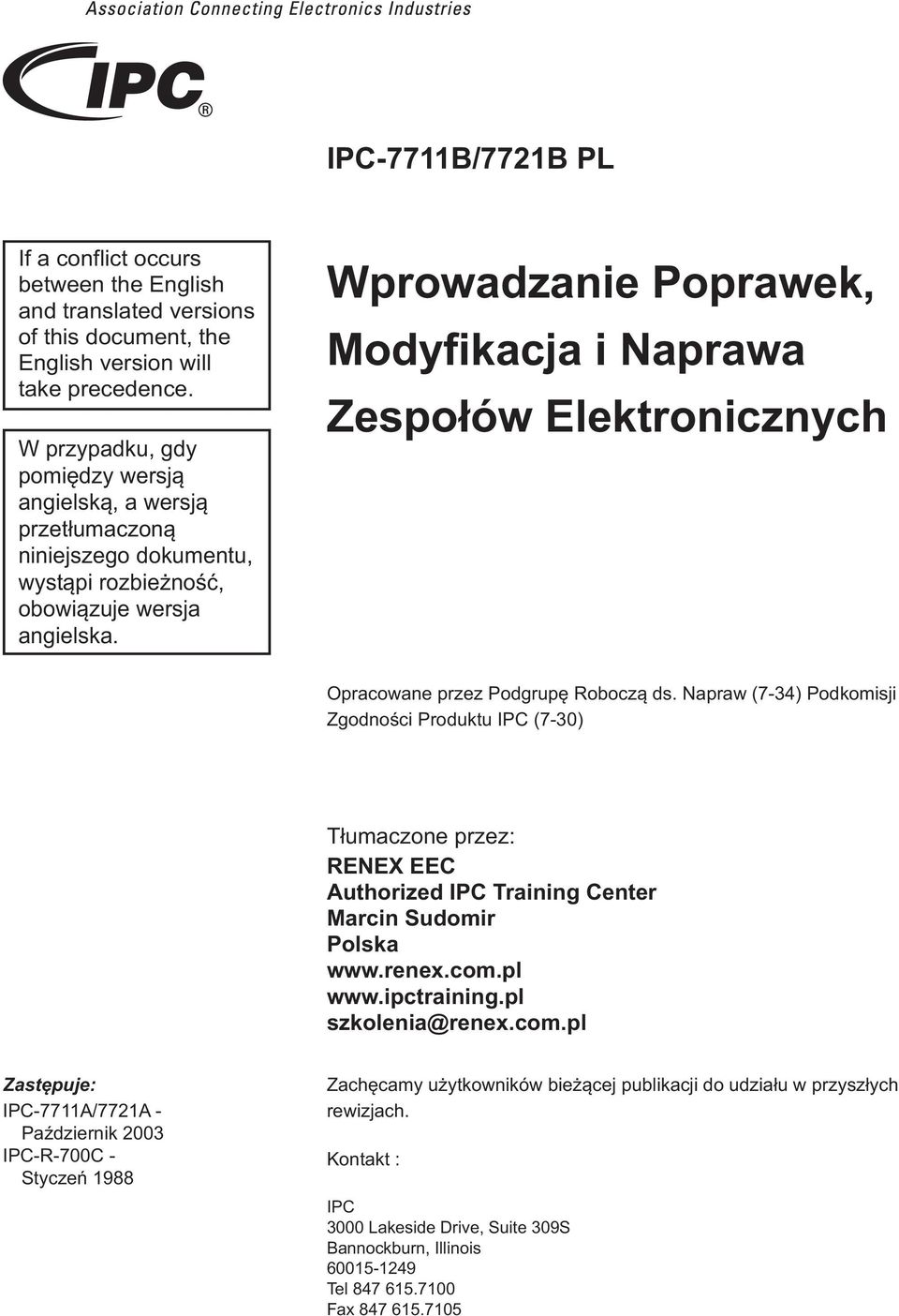 Wprowadzanie Poprawek, Modyfikacja i Naprawa Zespołów Elektronicznych Opracowane przez Podgrupę Roboczą ds.