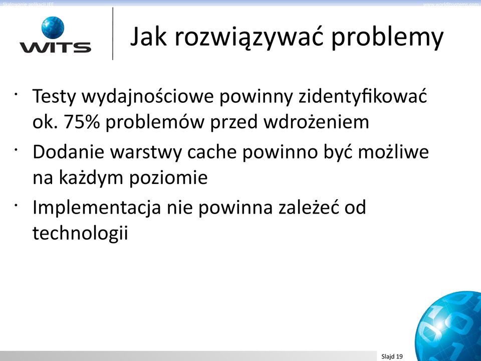 75% problemów przed wdrożeniem Dodanie warstwy cache