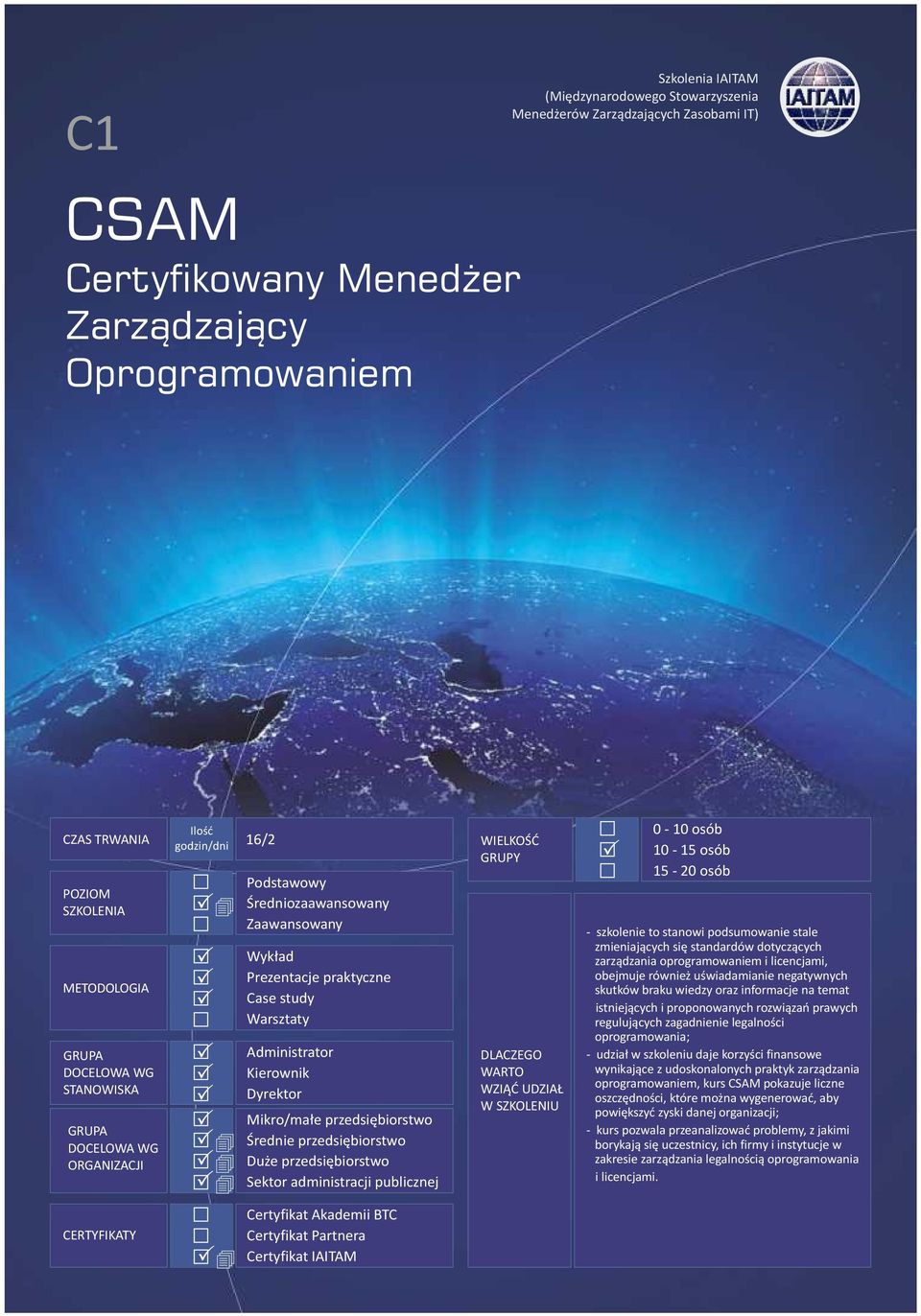 ... 16/2 odstawowy Średniozaawansowany Zaawansowany Wykład rezentacje praktyczne Case study Warsztaty Administrator Kierownik Dyrektor Mikro/małe przedsiębiorstwo Średnie przedsiębiorstwo Duże