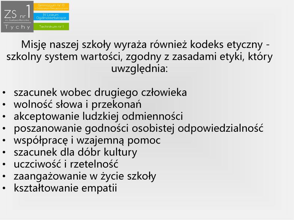 ludzkiej odmienności poszanowanie godności osobistej odpowiedzialność współpracę i wzajemną pomoc