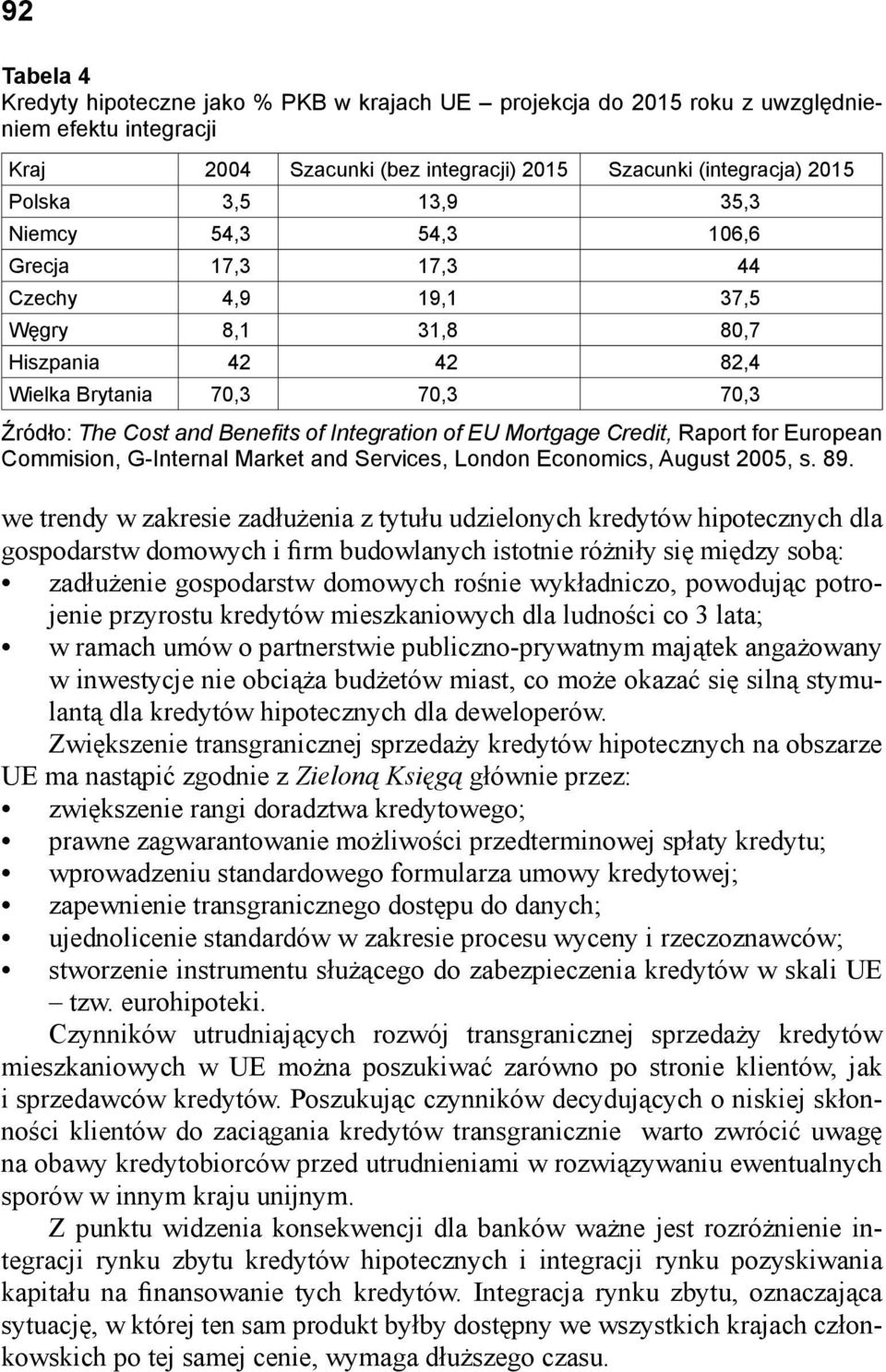 Mortgage Credit, Raport for European Commision, G-Internal Market and Services, London Economics, August 2005, s. 89.